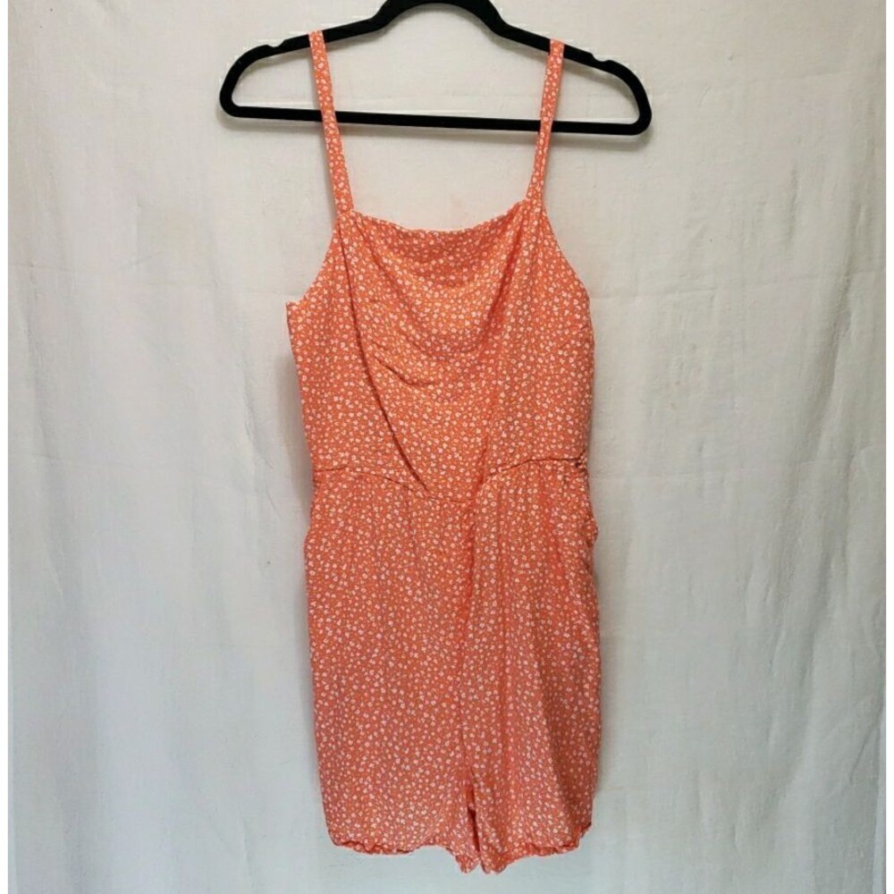 Old Navy Women Orange Romper Shorts 90s Y2K Size M